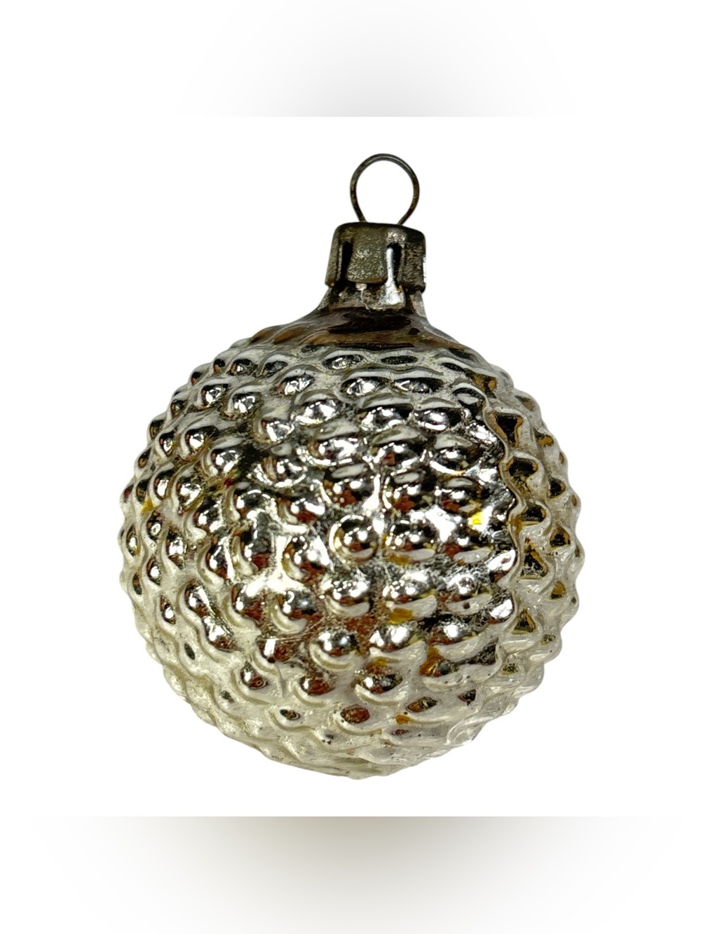 Vintage 1.5" Silver Mercury Glass Bumpy Ball Feather Tree Christmas Ornament